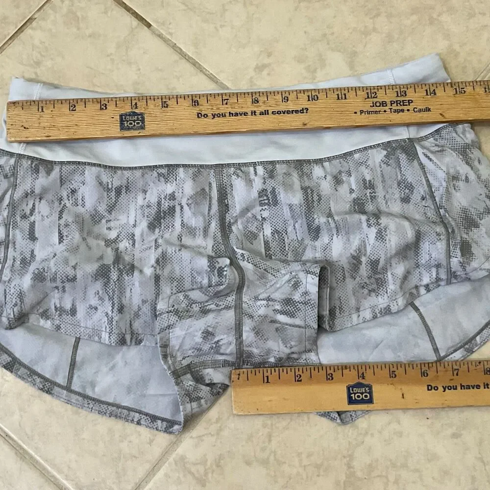lululemon athletica White and Light Gray Printed Speed Up Athletic Shorts
